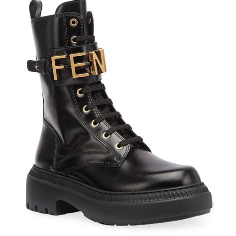 fendi logo leather lug-sole combat boots|Women's Luxury Boots & Designer Ankle Boots in .